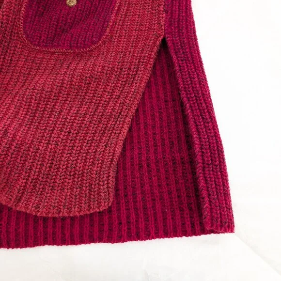 MARGARET WINTERS Cardigan S Red Brown Color Block Longline Button Front Sweater‎ - Picture 9 of 15